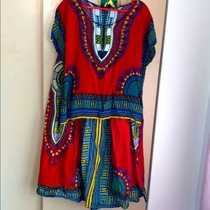 African print to piece red multi